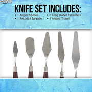 worison 5 Piece Palette Knife Set – Stainless Steel Blades with Wooden Handles, Ideal for Acrylic, Oil and Mixed Media Painting, Professional Art Tools for Mixing, Spreading and Texturing