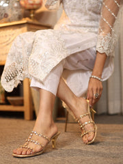 Jig & Sid Gold Embellished Strappy Kitten Heel Sandals view 7